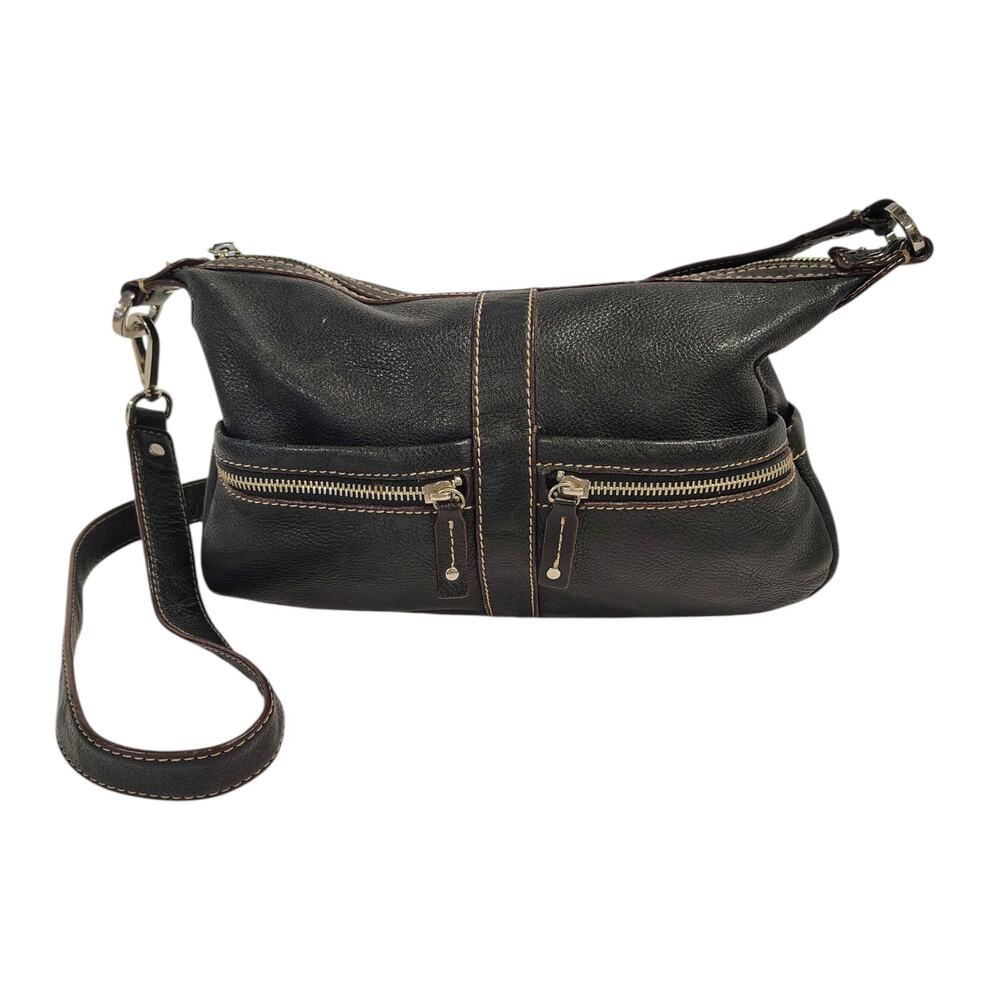 Tignanello Purse Dark Brown Shoulder Bag Crossbody Leather
